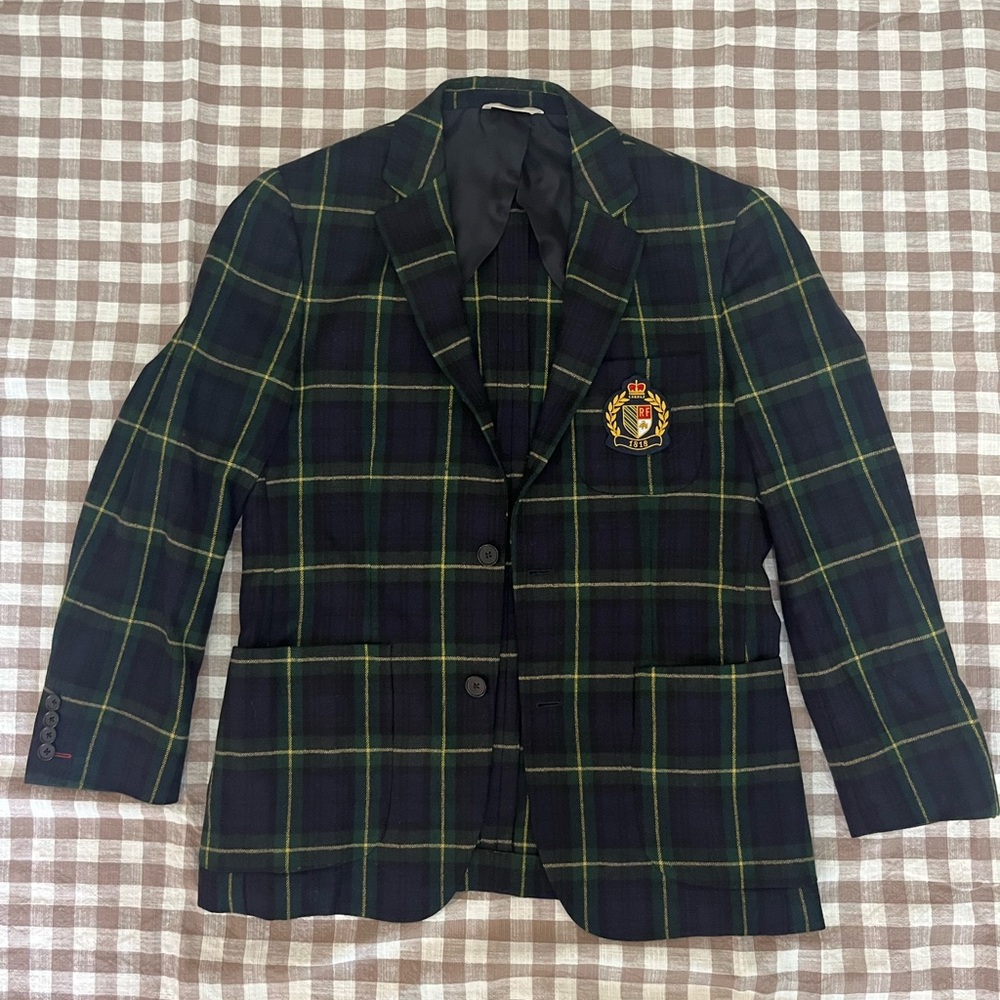 Brooks Brothers Red Fleece Men's Green Plaid Wool Blazer 38S